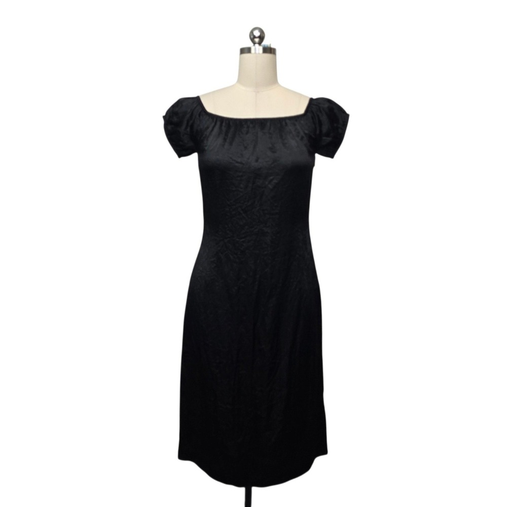 J.Crew Black Textured Acetate Puff Sleeve Midi Dress CI565 Size 4 NWT